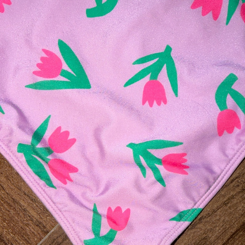 Cat & Jack Pink Floral Ruffle One-Piece Swimwear - Picture 4 of 5